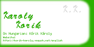 karoly korik business card